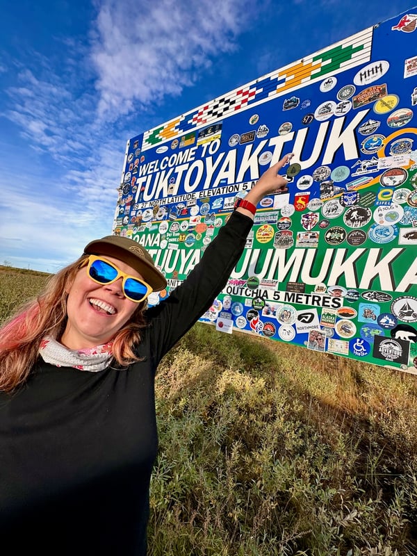 Arriving at the Tuktoyaktuk sign