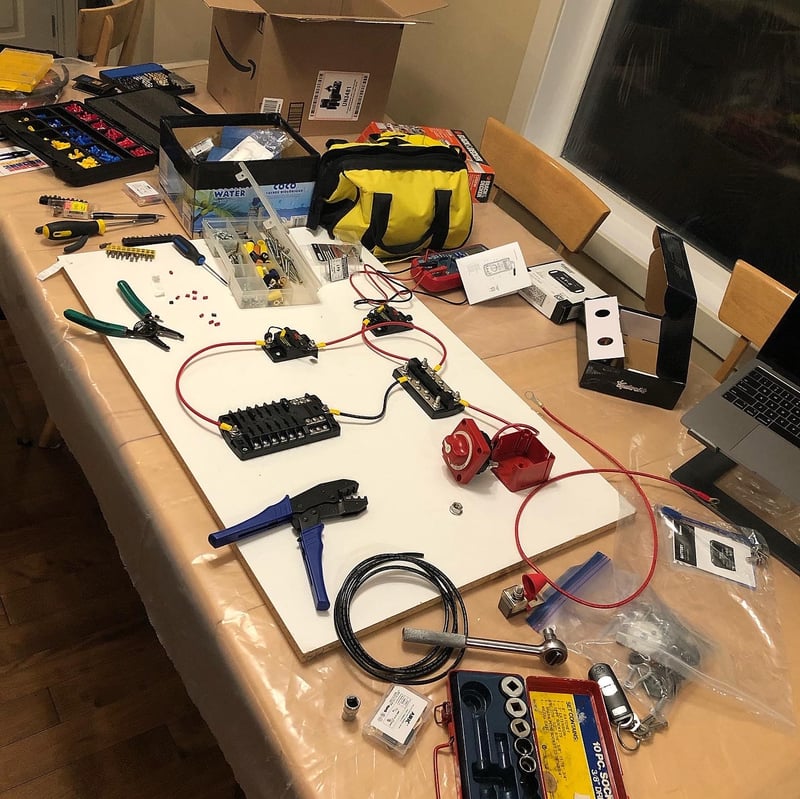 Crimping electrical connectors during the van build