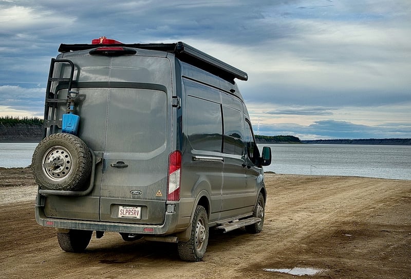 Owl Vans tire carrier and ladder on the rear door