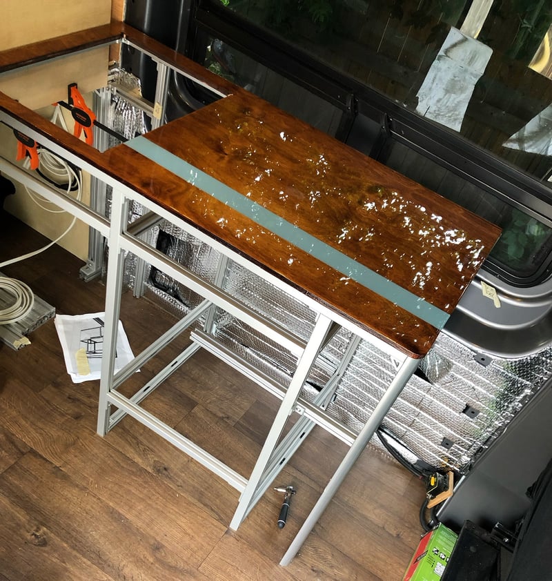 80/20 aluminum extrusion frame for the galley