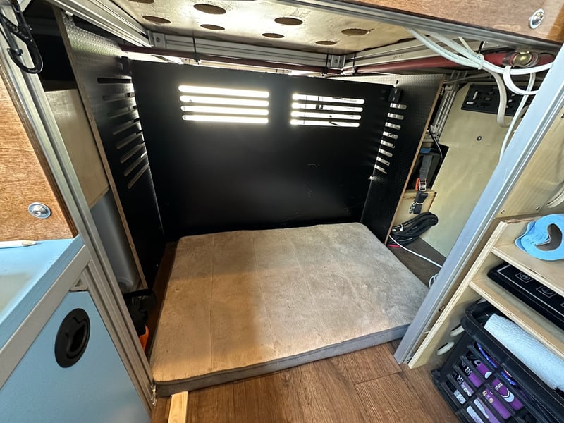 Max's bed area in the van