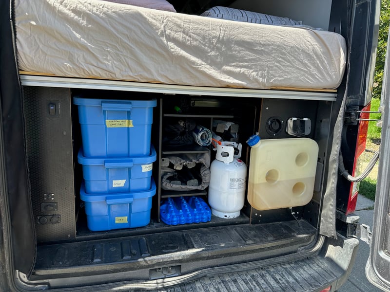 The rear garage loaded up for a trip
