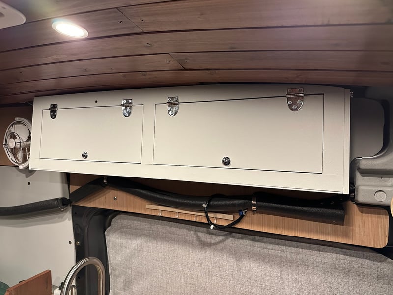 Upper cabinets above the galley